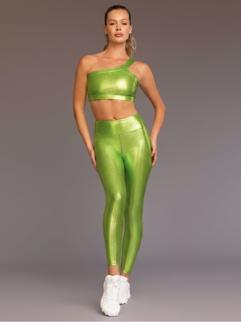 HEROINE SPORT | Marvel Legging CHARTREUSE green High-Waisted Metallic size M